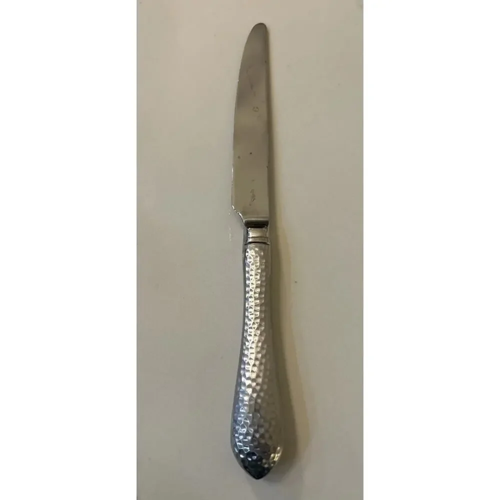 REED & BARTON Stainless‎ Steel Antique Hammered Dinner Knife Teardrop Handle